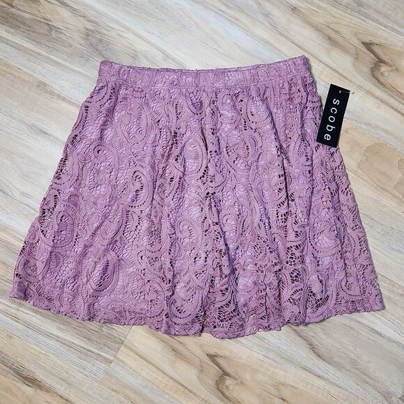 🔹️NWT Scobe Mauve Lace Skirt Medium - Picture 1 of 8